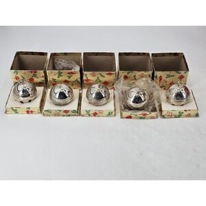 LOT OF 5 * 1976 WALLACE VINTAGE SILVER PLATE SLEIGH BELL CHRISTMAS ORNAMENT